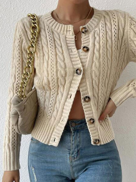 Klassisk Kabelstickad Cardigan