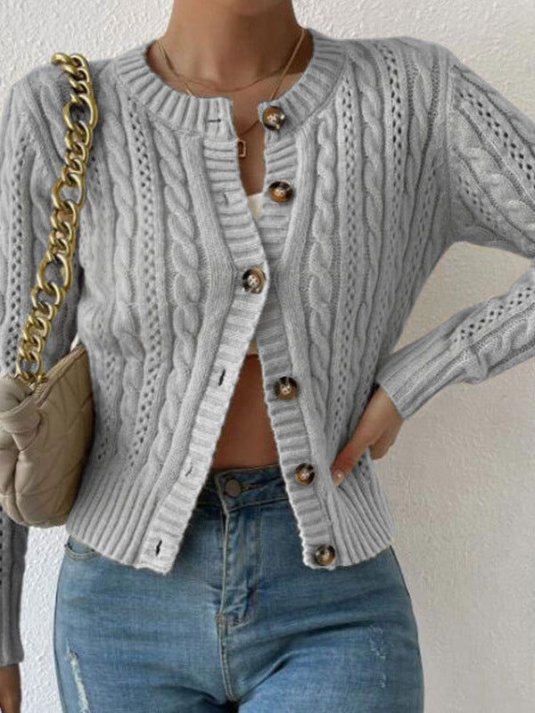 Klassisk Kabelstickad Cardigan