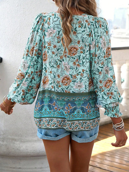 Blommig V-ringad Blus