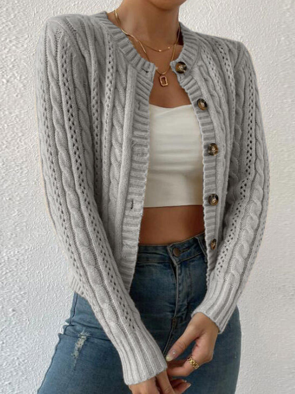 Klassisk Kabelstickad Cardigan