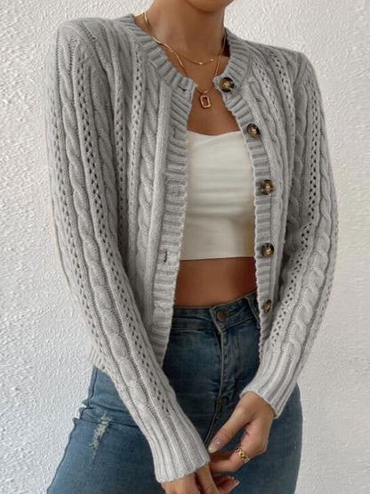 Klassisk Kabelstickad Cardigan