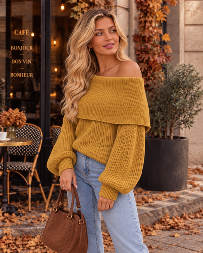 Signe – Stickad Off-Shoulder Tröja