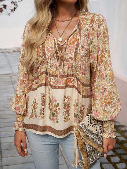 Blommig V-ringad Blus
