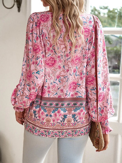 Blommig V-ringad Blus