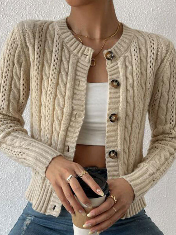 Klassisk Kabelstickad Cardigan