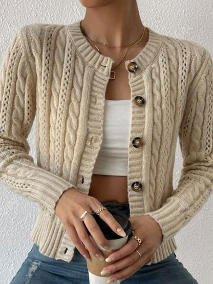 Klassisk Kabelstickad Cardigan